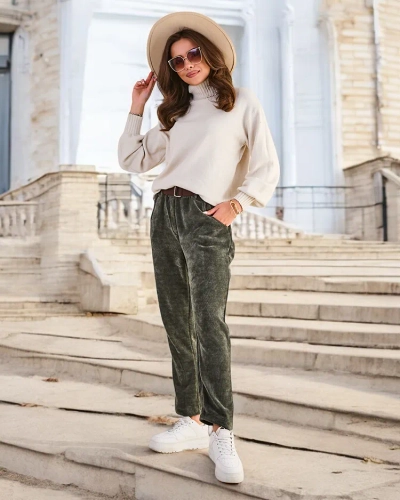 Royalfashion Прості жіночі брюки з вельвету