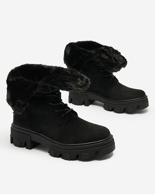 Royalfashion Чорні жіночі черевики на шнурівці Cavenma