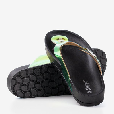 Černé dámské žabky holografické žabky s přezkou Manila - Obuv 1