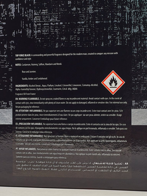 Натхненна парфумована вода для чоловіків Top Force Black