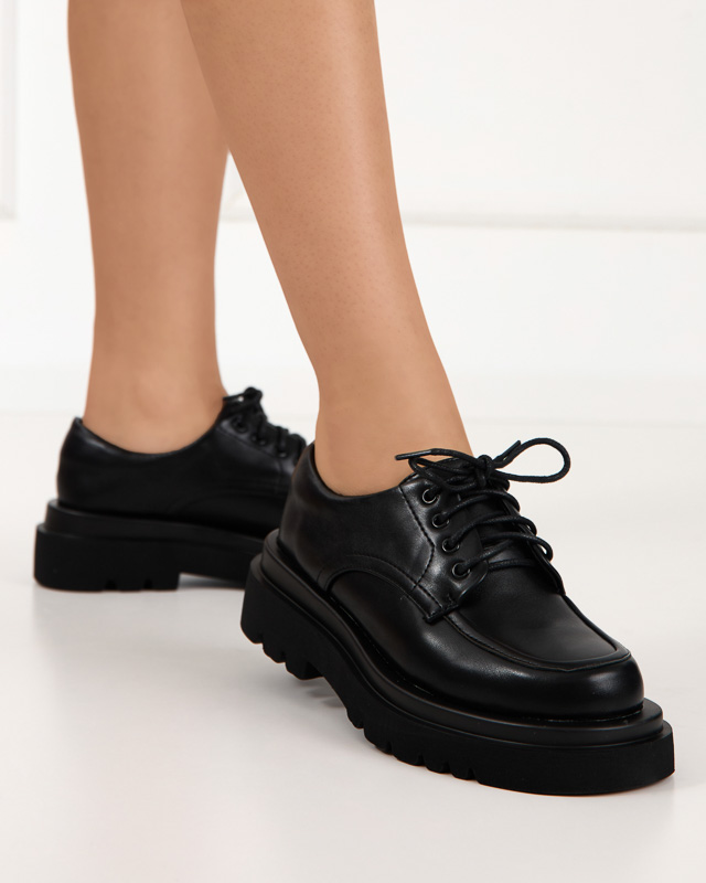 Černé dámské boty z ekokůže se šněrováním Gerin - Obuv