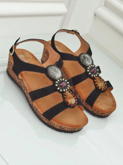 Royalfashion Жіночі босоніжки на танкетці з камінням Grace Shine