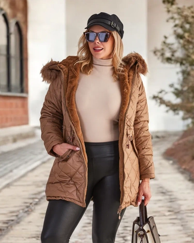 Royalfashion Dámská prošívaná bunda v hnědé barvě