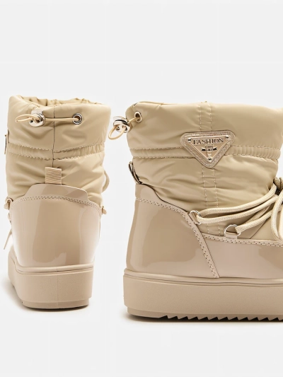 Royalfashion Dámské nazouvací boty a'la snow boots ve světle hnědé barvě Vevnose
