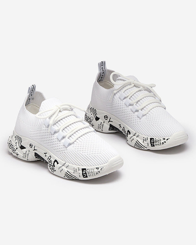 Bílá dámská slip-on sportovní obuv s nápisy Kejini - Obuv