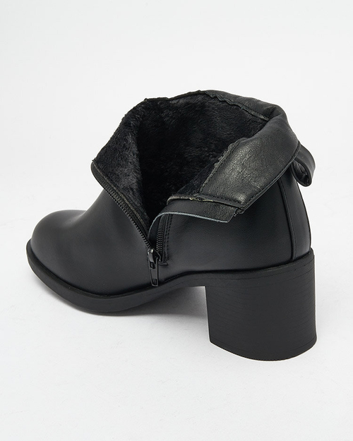 Royalfashion Чорні жіночі черевики з екошкіри на низькій шпильці Rejerry