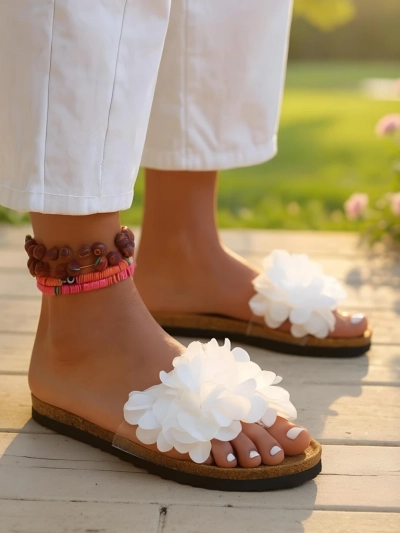 Royalfashion Dámské žabky s kytičkami Flora Soft