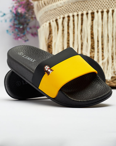 Жовто-чорні жіночі гумові шльопанці Royalfashion Lierigs