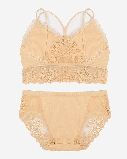 Жіночий комплект білизни з бежевим мереживом - Нижня білизна