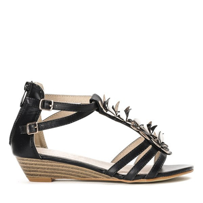 Czarne sandały z motylkami Samira- Obuwie