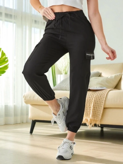 Pantaloni Elenna Sportovní Dlouhé Černé s Kapsou