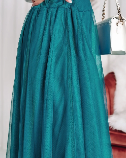 Жіноча двошарова спідниця міді синього кольору - Одяг