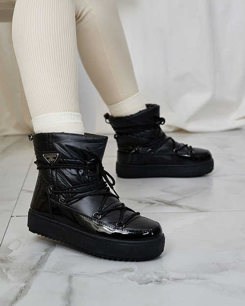 Royalfashion Жіночі черевики-сліпони a'la снігоступи чорного кольору Nevsone