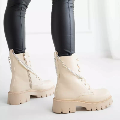 OUTLET Krémové dámské tašky s řetízkem a perličkami Agsiva - Obuv