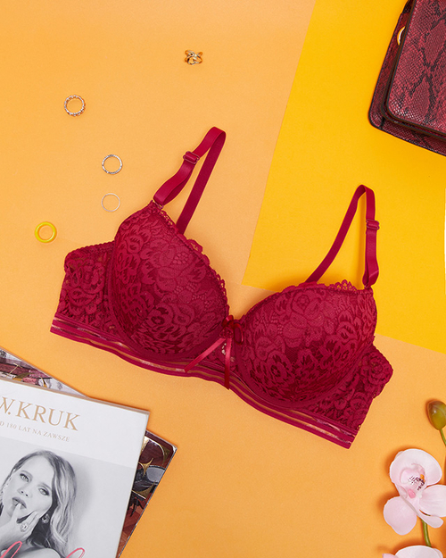 Бордовий мереживний бюстгальтер для жінок - Нижня білизна