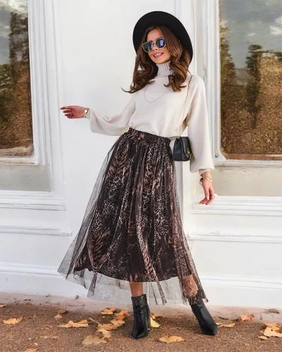 Блізько струму MIDI-спідниця для жінок Royalfashion з оздобленим тюлем