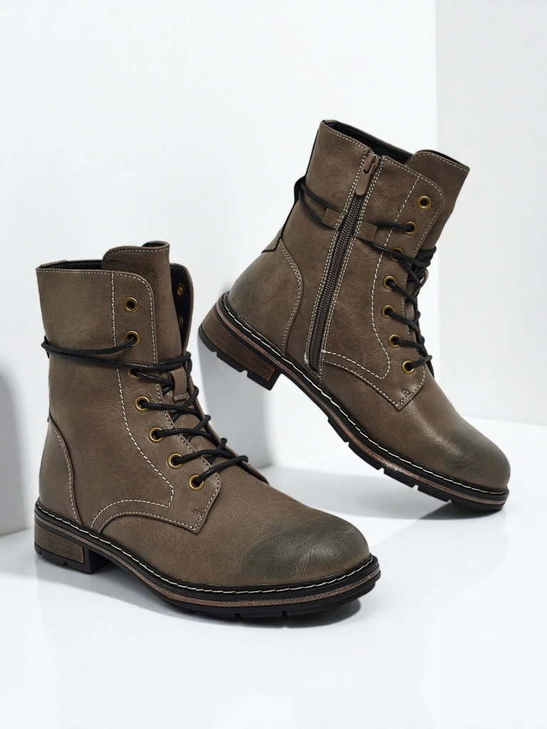 Eko kožené šněrovací dámské kotníkové boty Ravonna