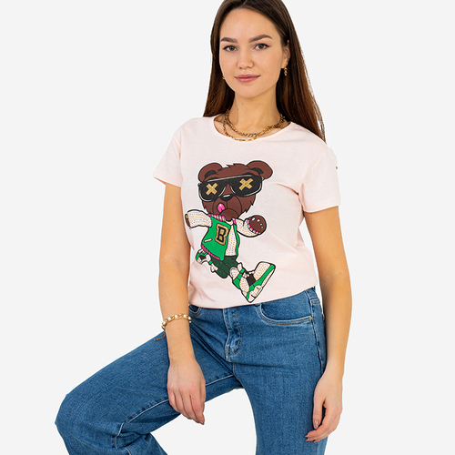 Рожева жіноча футболка з принтом