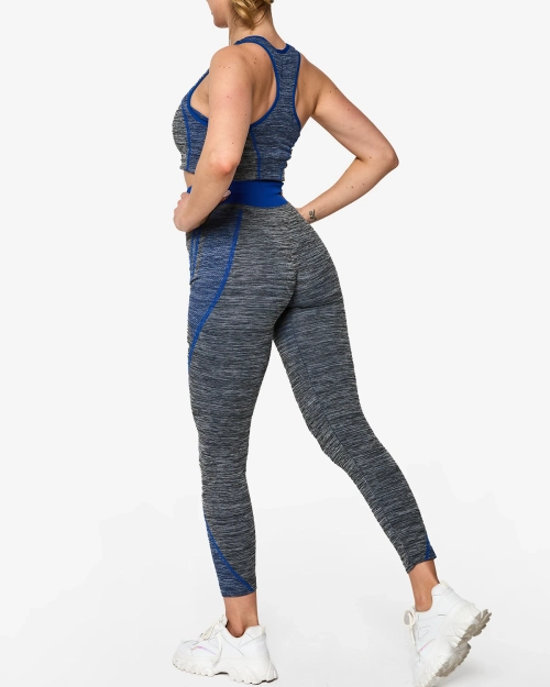 Сірий жіночий спортивний комплект з кобальтовими вставками - Одяг