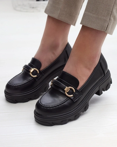 Чорні жіночі повсякденні мокасини на суцільній підошві Kelena - Взуття