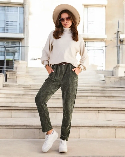 Royalfashion Прості жіночі брюки з вельвету
