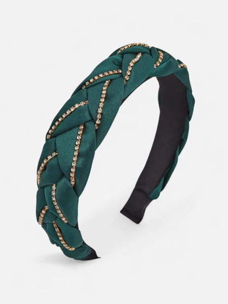 Royalfashion Čelenka do vlasů s pleteným copem zdobená zirkony