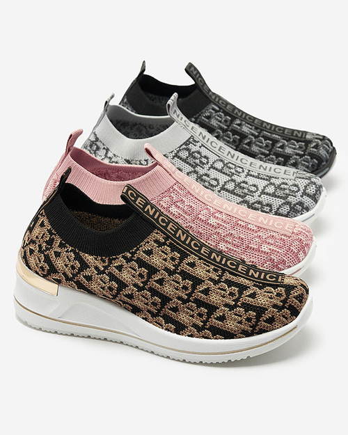 Чорно-сірі жіночі спортивні сліпони з принтом Scerpa- Footwear