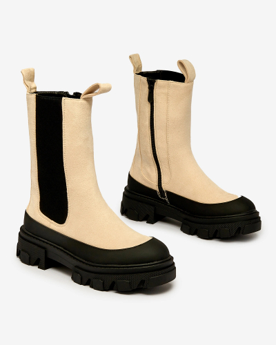 OUTLET Royalfashion Бежеві жіночі високі утеплені черевики Soft Way