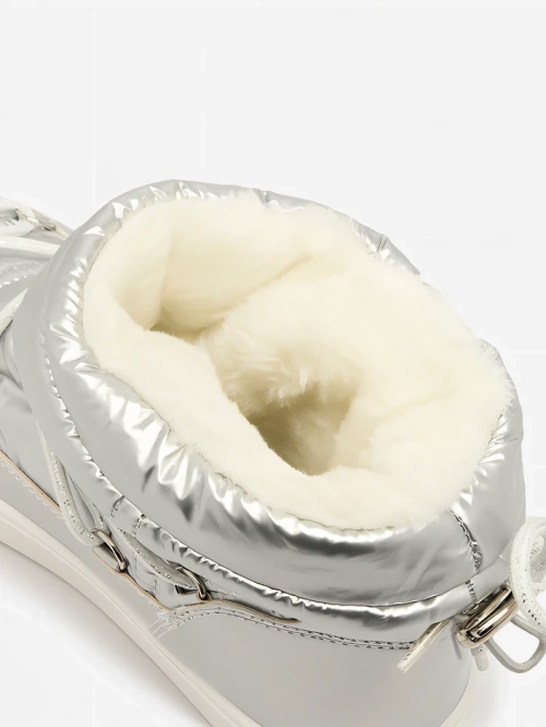 Royalfashion Жіночі сріблясті черевики-сліпони a'la снігоступи