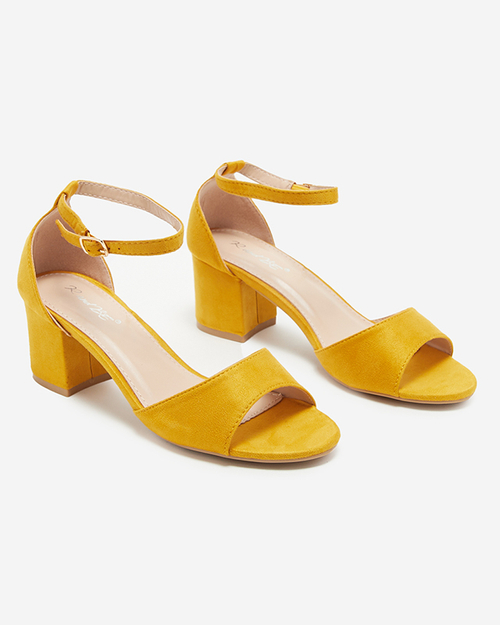 Жіночі гірчичні босоніжки з еко-замші на стовпі Filenis - Взуття