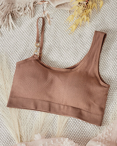 Royalfashion Dámská žebrovaná podprsenka s ozdobným ramínkem