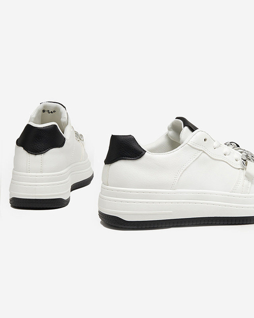 Чорні-білі жіночі кеди з ланцюжком Nevito