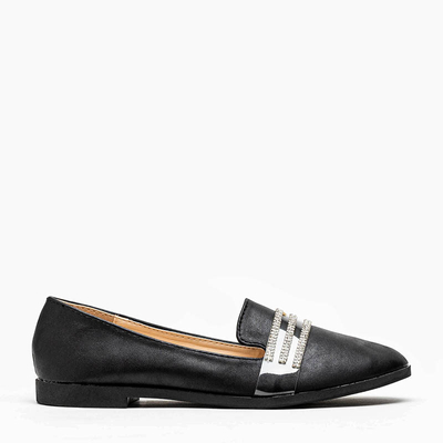 Чорні жіночі балетки з фіанітом Kremssa