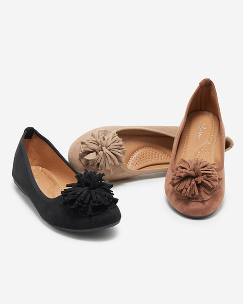 Чорні еко-замшеві балерини з декором Kviassi. Взуття