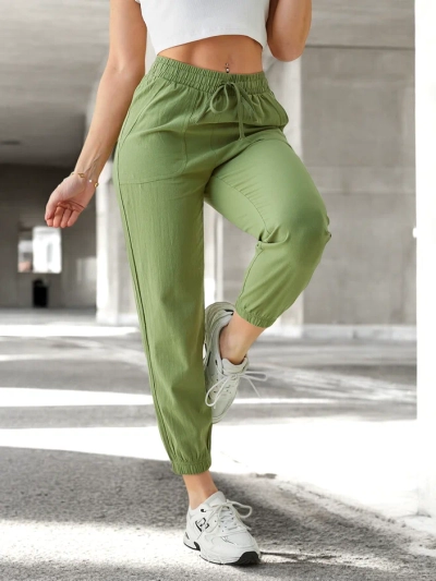 Dámské Joggery Flora Světle Zelené 100% Bavlna Pohodlné
