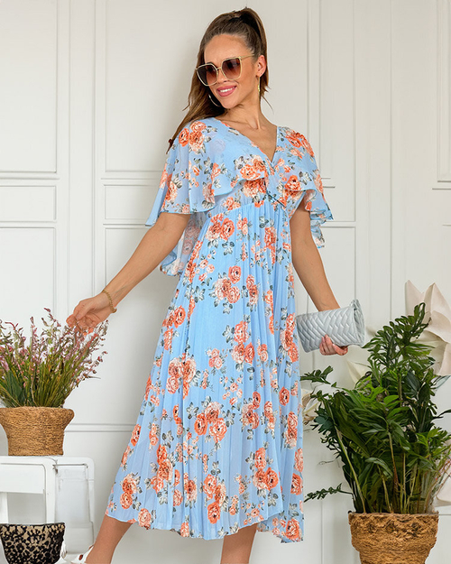 Royalfashion Жіноча плісирована квіткова сукня міді