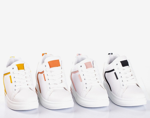 Білі та жовті жіночі кросівки на внутрішньому танкетці Marcja - Взуття