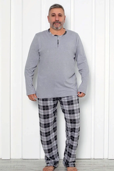 Royalfashion Pánské kostkované bavlněné pyžamo PLUS SIZE