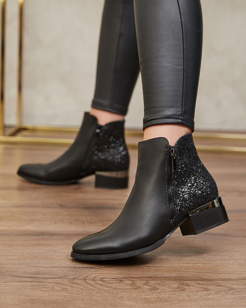 Royalfashion Černé dámské kozačky s brokátem Brosecco