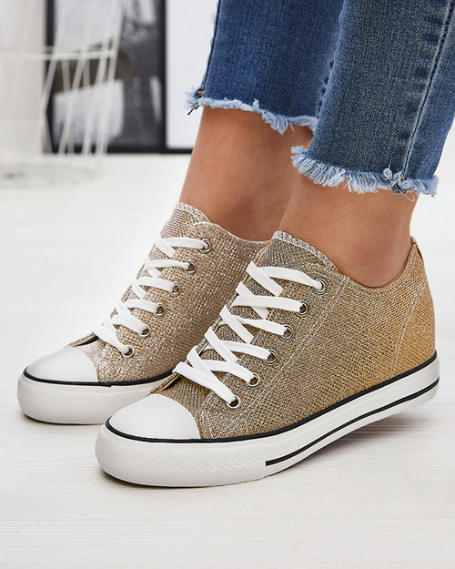 Золоті жіночі кеди на прихованому якорі з блискучою ниткою Seggat- Footwear