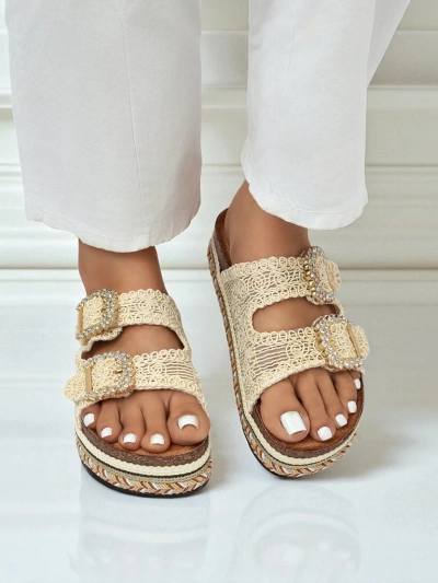 Royalfashion Жіночі мюлі з пряжками зі стразами GlamCork