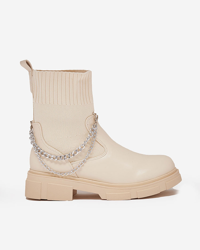 Бежеві жіночі черевики з верхом а'ля носок Foldaf- Footwear