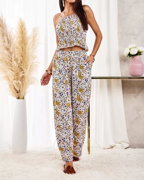 Royalfashion Vzorovaná dámská souprava v béžové barvě