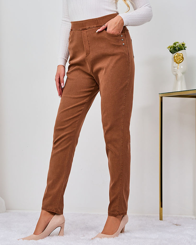 Royalfashion Коричневі жіночі лосини PLUS SIZE