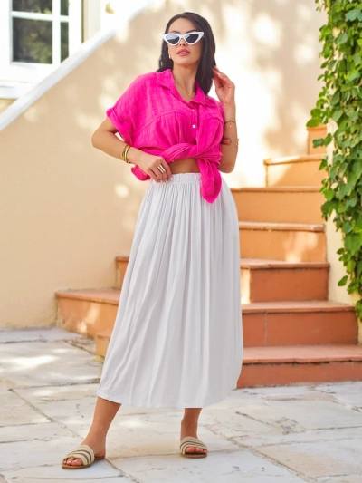 Royalfashion Віскозна жіноча літня спідниця мідл, легка з двома кишенями