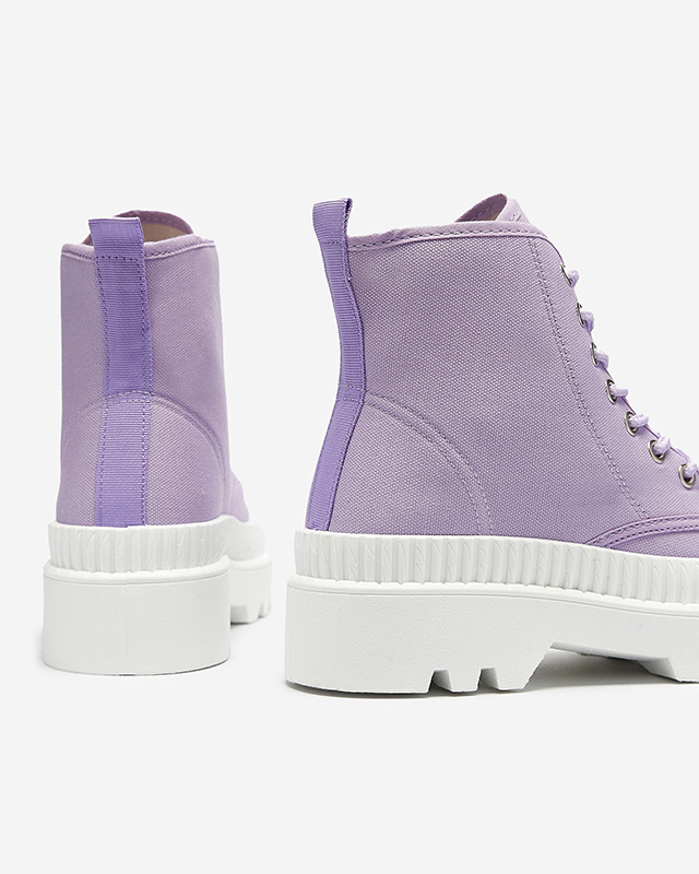 Fialové dámské vysoké sportovní boty a'la sneakers Serewa - Obuv