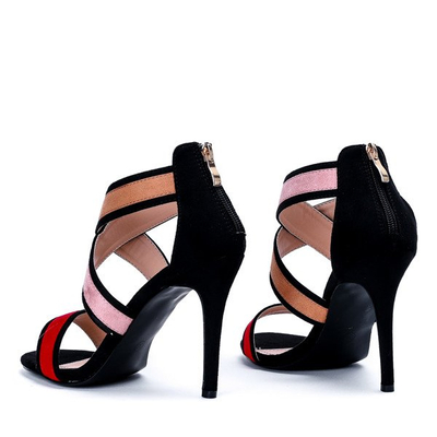Чорні босоніжки на високих підборах з різнокольоровими вставками Maribel - Взуття 1