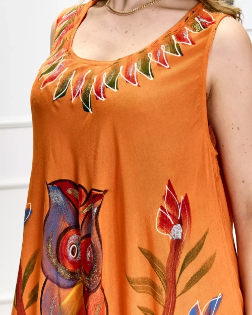 Жіноче покривало платтяного типу з помаранчевим принтом - Одяг