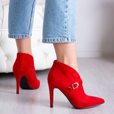 Червоні черевики на високому каблуці з пряжкою Deep Elegance - Взуття