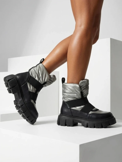 Dámské sněhule na ploché podrážce v černo-šedé barvě Ferory- Obuv